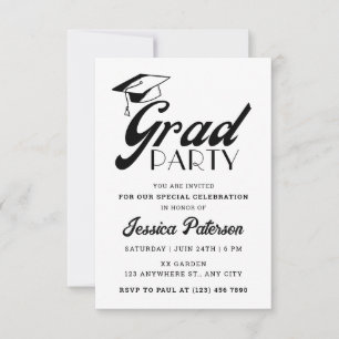 Invitation Fête de graduation minimale moderne