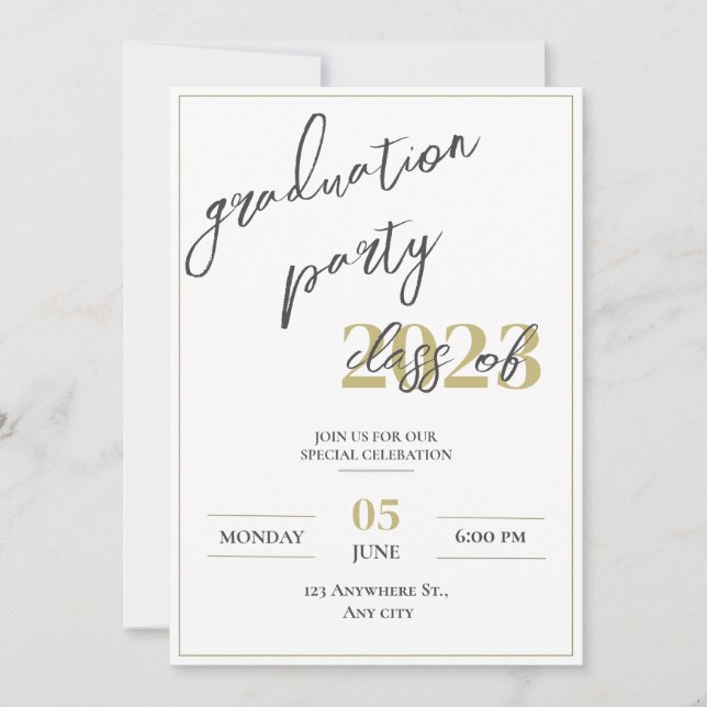 Invitation Fête de graduation minimaliste moderne (Devant)