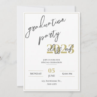 Invitation Fête de graduation minimaliste moderne
