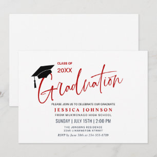 Invitation Fête de graduation minimaliste simple moderne