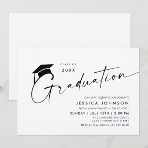 Invitation Fête de graduation minimaliste simple moderne