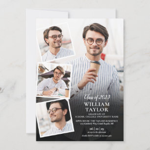 Invitation Fête de graduation moderne 5 Photo Collage Invitat