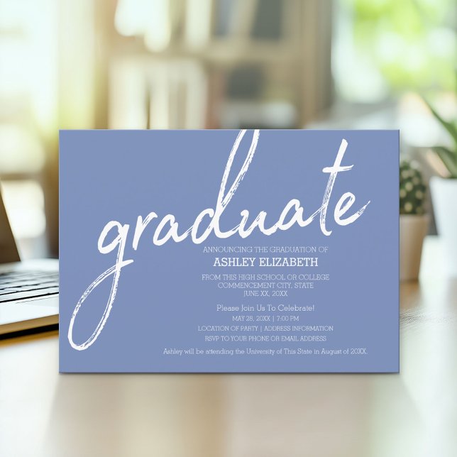 Invitation Fête de graduation moderne avec script et motif ik (Modern Graduation Announcement and Party Invitation)