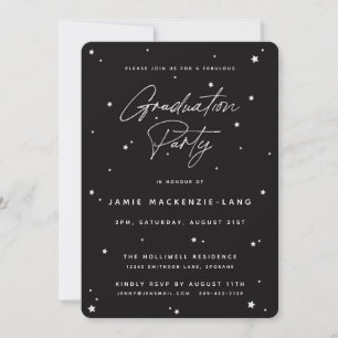 Invitation Fête de graduation moderne de Black Script et d'ét