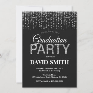 Invitation Fête de graduation Parties scintillant d'argent no