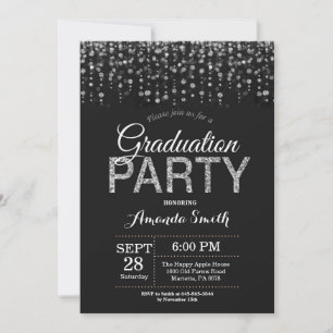 Invitation Fête de graduation Parties scintillant d'argent no