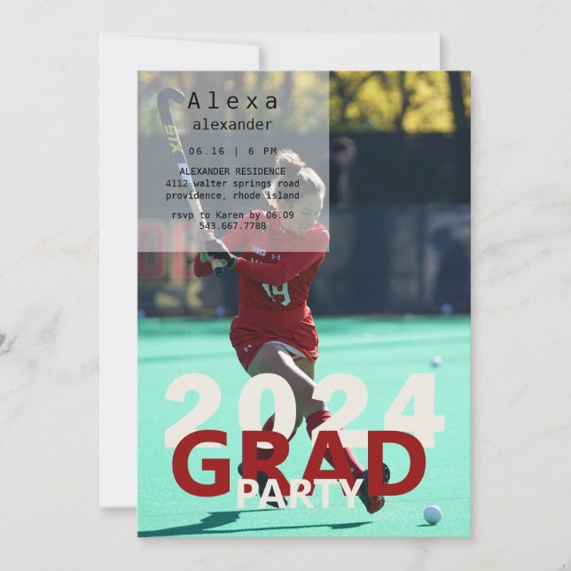 Invitation Fête de graduation photo de crosse 2024 (Devant)