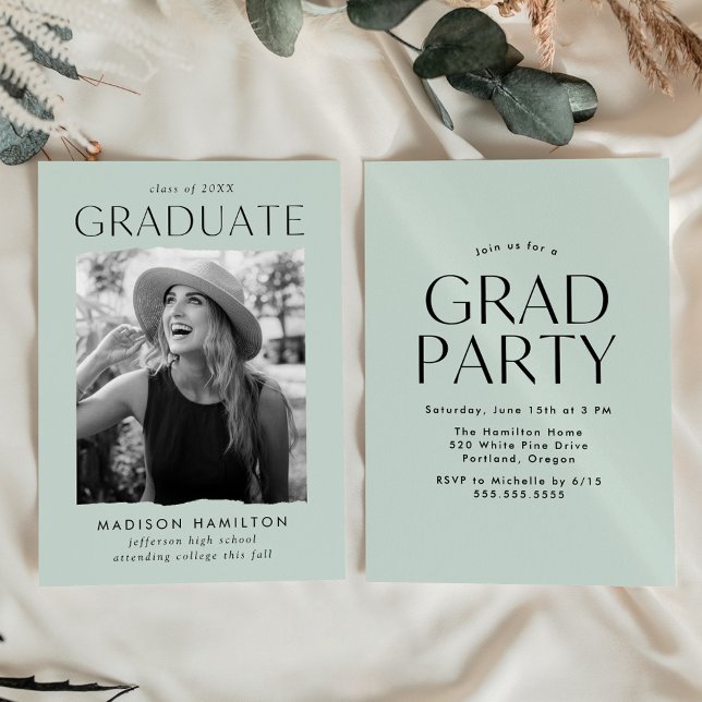Invitation Fête de graduation photo de la pointe moderne (Créateur téléchargé)