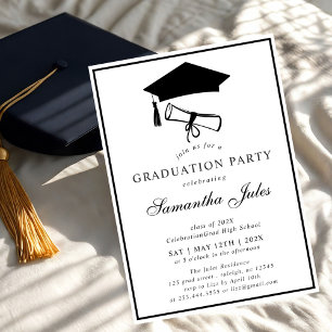 Invitation Fête de graduation photo de script moderne