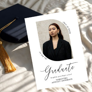 Invitation Fête de graduation photo de script moderne