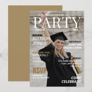 Invitation Fête de graduation Photo du magazine moderne