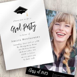 Invitation Fête de graduation photo minimaliste moderne