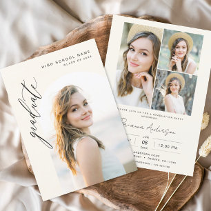 Invitation Fête de graduation photo minimaliste neutre modern