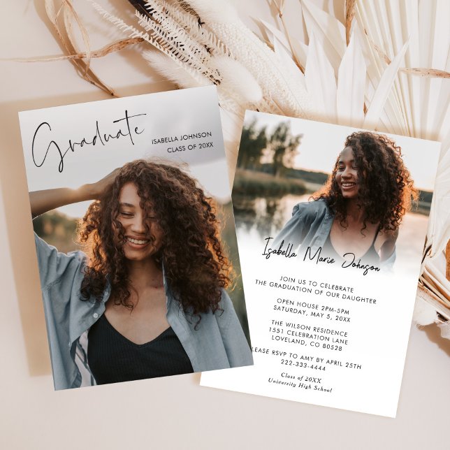 Invitation Fête de graduation photo moderne simple (Créateur téléchargé)