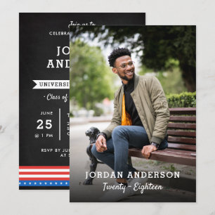 Invitation Fête de graduation photo personnalisée américaine 