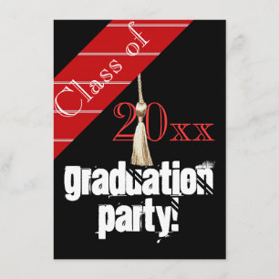 Invitation Fête de graduation rouge et noire