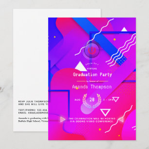 Invitation Fête de graduation virtuelle Géométrique Glow