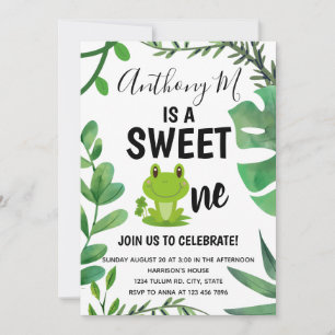Invitation Fête de grenouille 1er anniversaire froggy thème