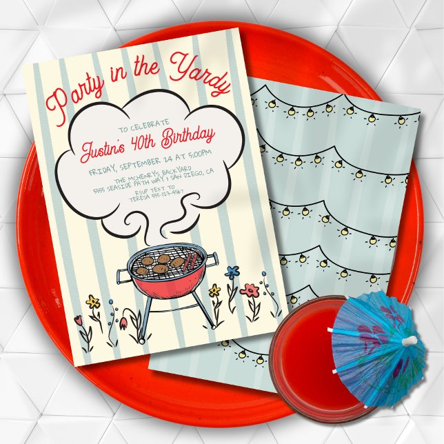 Invitation Fête de grillades et de fumée de BBQ dans la cour (Créateur téléchargé)