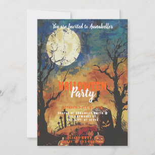 Invitation Fête de Halloween au cimetière sous la pleine lune