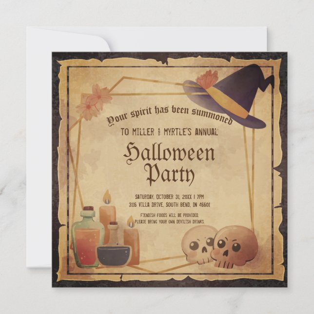 Invitation Fête de Halloween créative gothique victorienne vi (Devant)