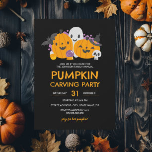 Invitation Fête de Halloween de découpage de citrouille 