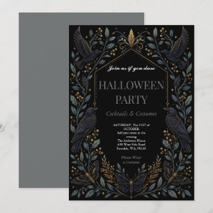 Invitation Fête de Halloween gothique Dark Raven