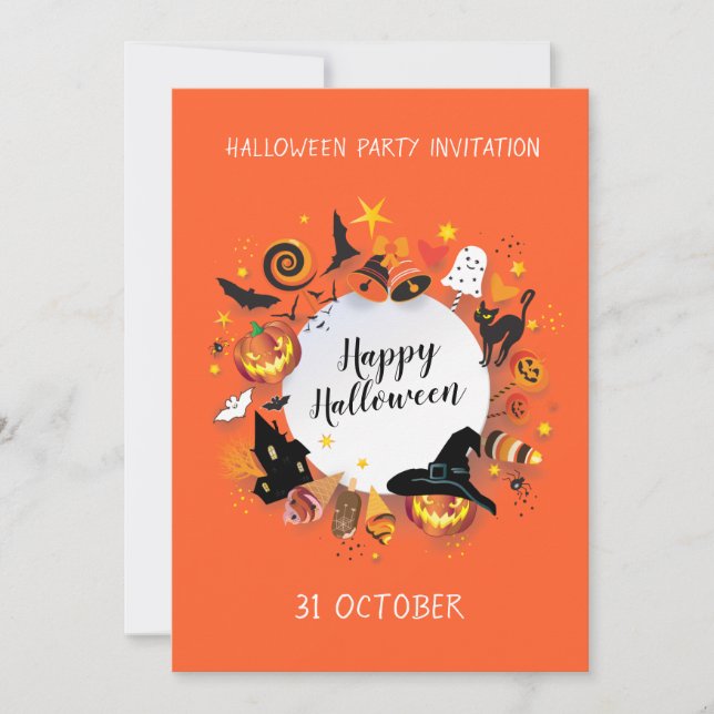 Invitation Fête de Halloween Joyeuse Fête design tendance (Devant)