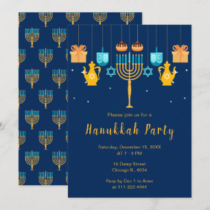 Invitation Fête de Hanouka avec menorah