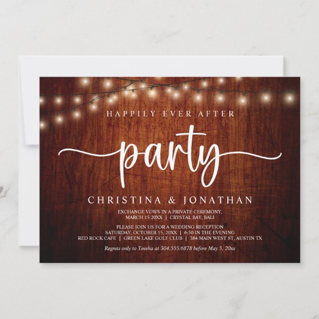 Invitation Fête de "Happily Ever After", Mariage intime aux g (Devant)