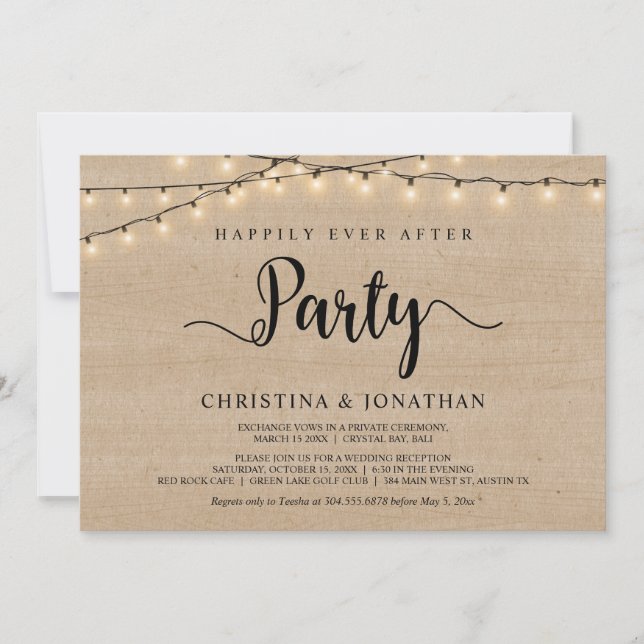 Invitation Fête de Happy Ever After, Mariage avec Guirlandes  (Devant)
