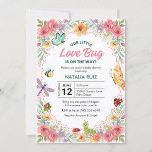 Invitation Fête de jardin de coccinelle pour bébé papillon
