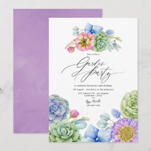 Invitation Fête de Jardin Élégante aux Succulentes Pastel