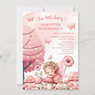 Invitation Fête de jardin fleurie rose fuchsia pour fille fée
