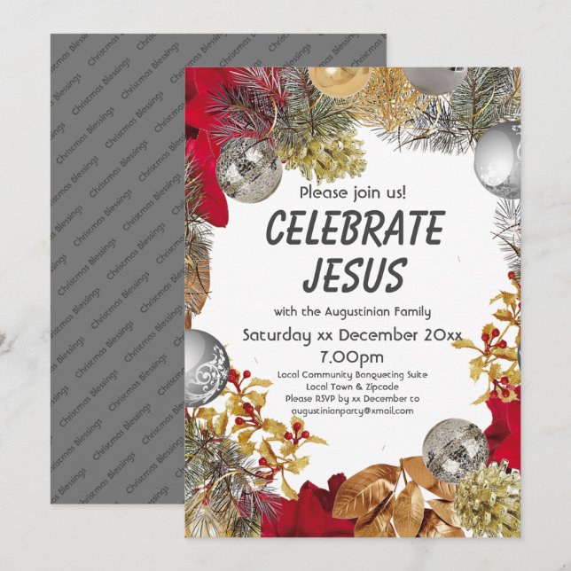 Invitation FÊTE DE JÉSUS JÉSUS FÊTE DE CRÊTE DE Noël (Devant / Derrière)