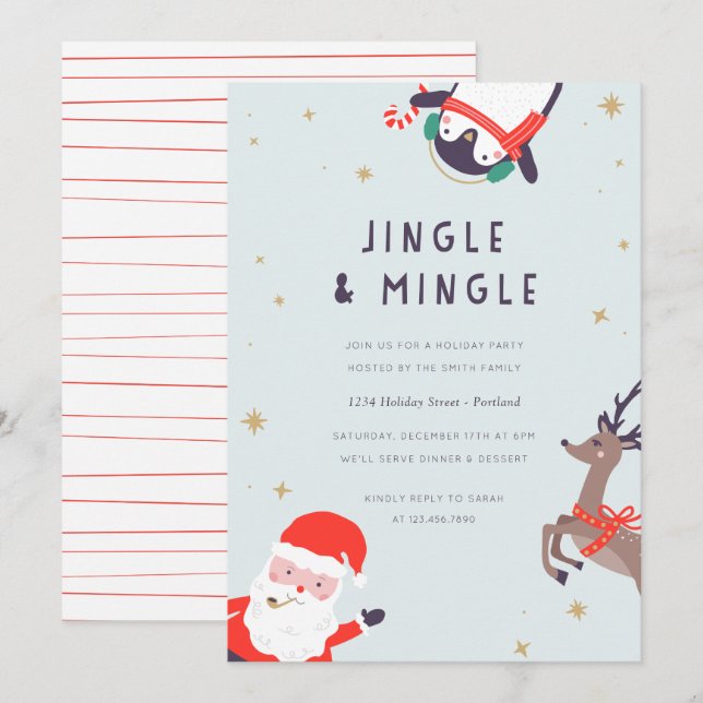 Invitation Fête de Jingle et Mingle (Devant / Derrière)