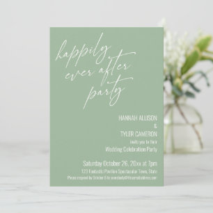 Invitation Fête de « Joyeux À Jamais » Vert Sauge Réception