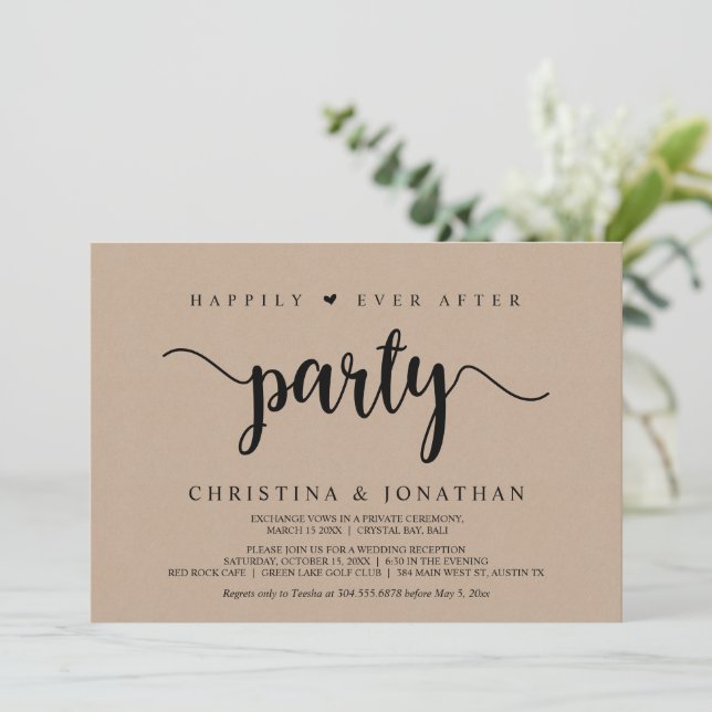 Invitation Fête de « Joyeux pour toujours », Mariage intime,  (Debout devant)