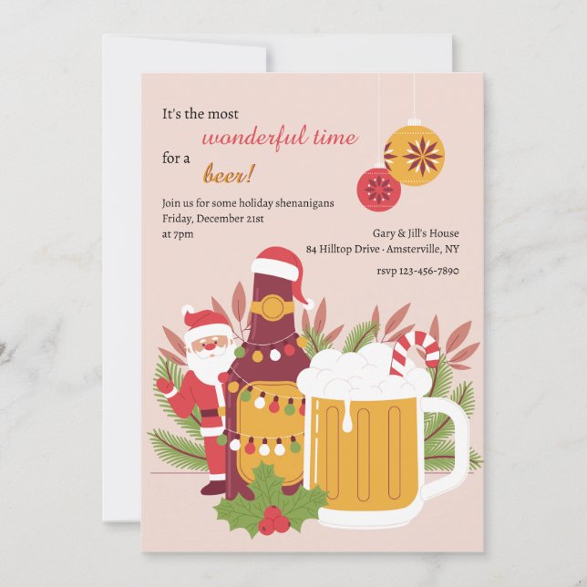 Invitation Fête de la bière de Noël (Devant)