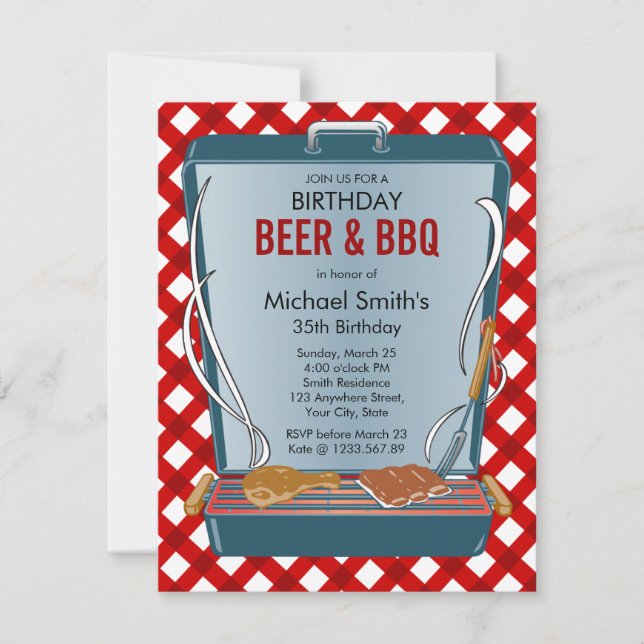 Invitation Fête de la bière et du barbecue (Devant)