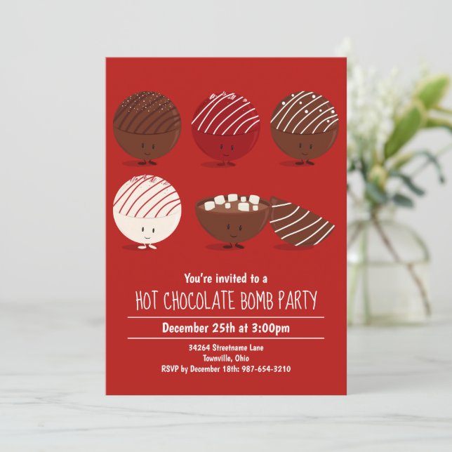 Invitation Fête de la bombe au chocolat chaud (Debout devant)