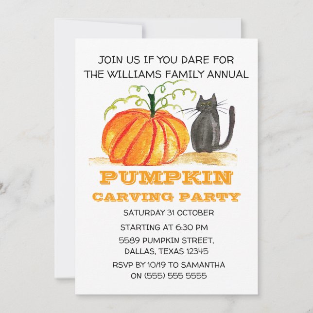Invitation Fête de la Carotte Citrouille annuelle Halloween (Devant)