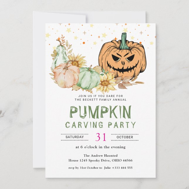 Invitation Fête de la Carotte Citrouille annuelle Halloween (Devant)