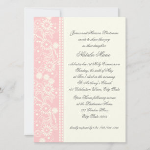 Invitation Fête de la communion rose