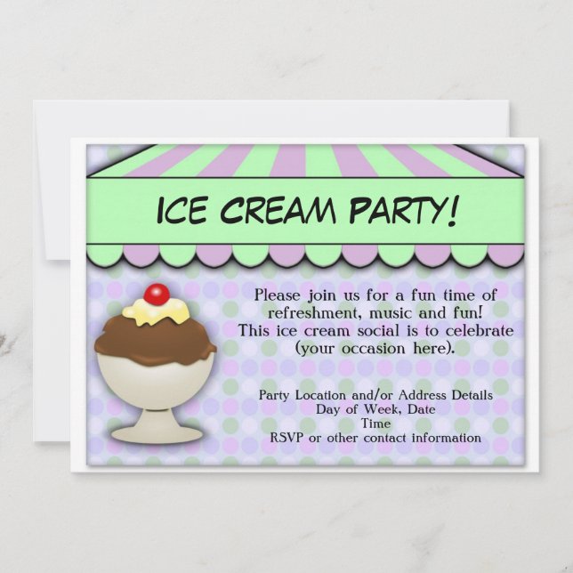 Invitation Fête de la crème glacée, Pastel Sweet Shoppe (Devant)