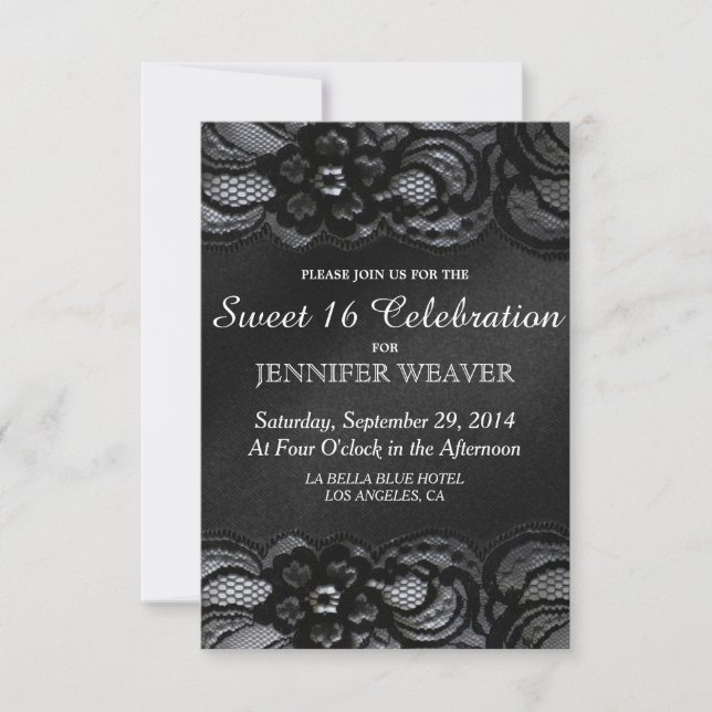Invitation Fête de la dentelle noire et de la douceur satinée (Devant)