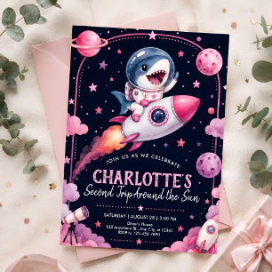 Invitation Fête de la deuxième fusée spatiale pour fille