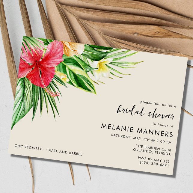 Invitation Fête de la Fête des mariées florale tropicale (Tropical Floral Bridal Shower Party Invitation)