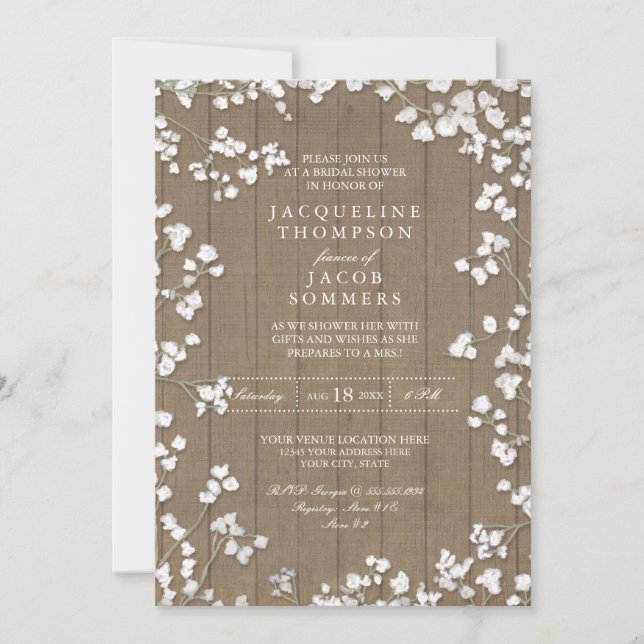 Invitation Fête de la Fête des mariées rustique La couronne r (Devant)