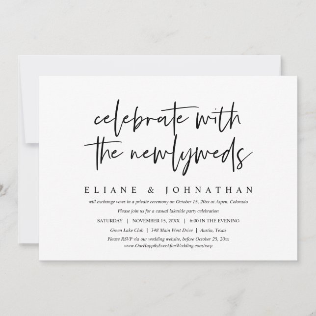 Invitation Fête de la fête du Mariage décontracté Elopement (Devant)